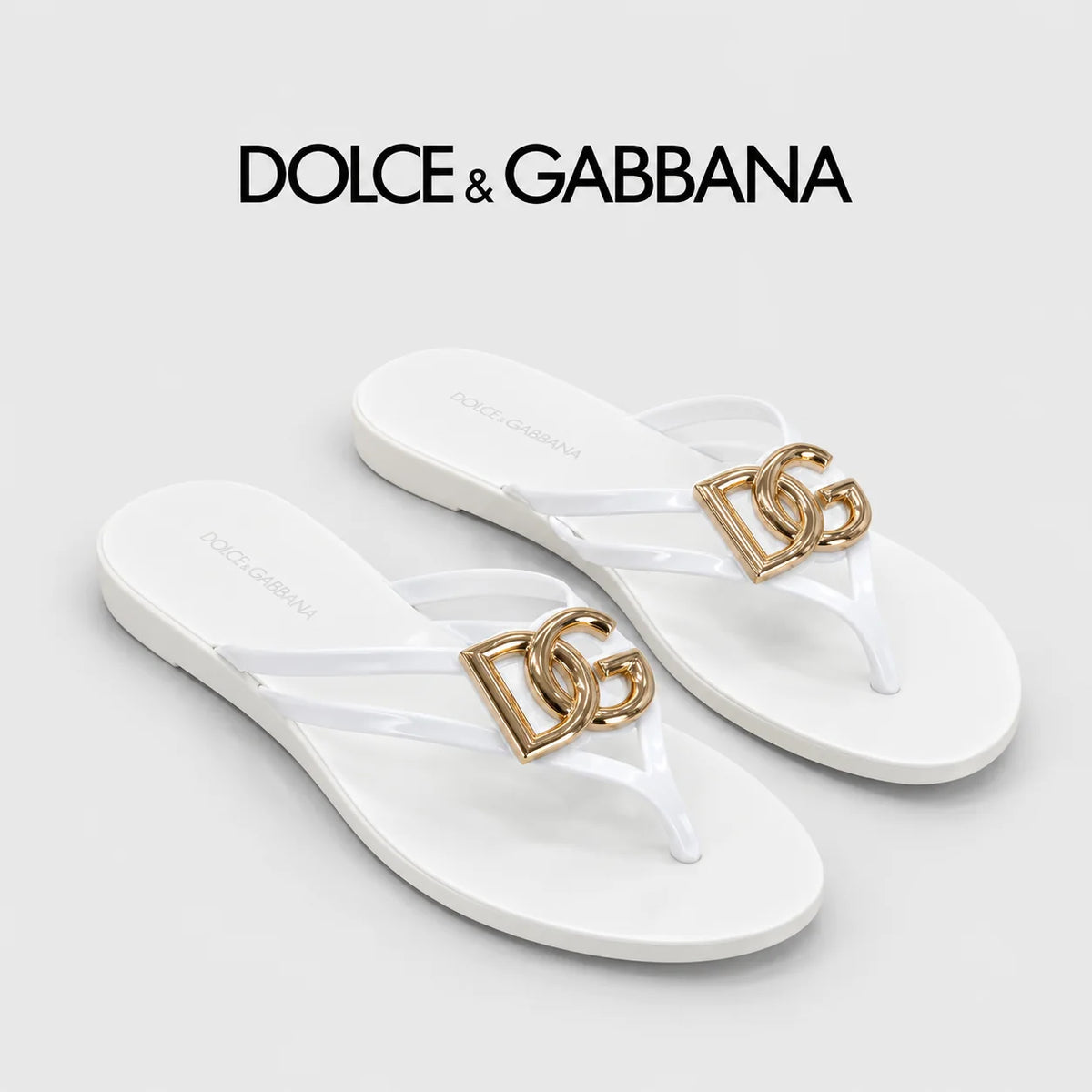 Dolce & Gabbana DG Men's Gold-Buckle TPU Flip Flops