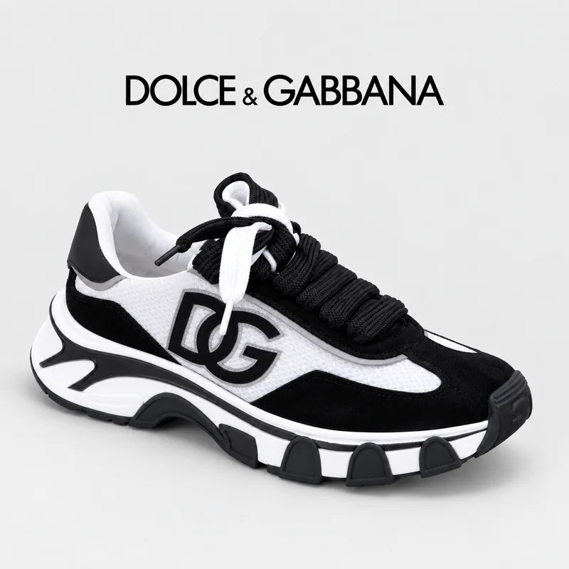 Dolce & Gabbana DG Men's Low-Top Logo Sneakers in Calfskin