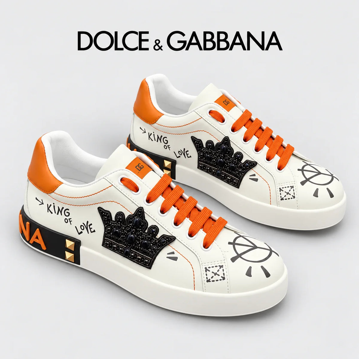 Dolce & Gabbana DG Heavy-Craft Calfskin Sneakers with 5D Accents