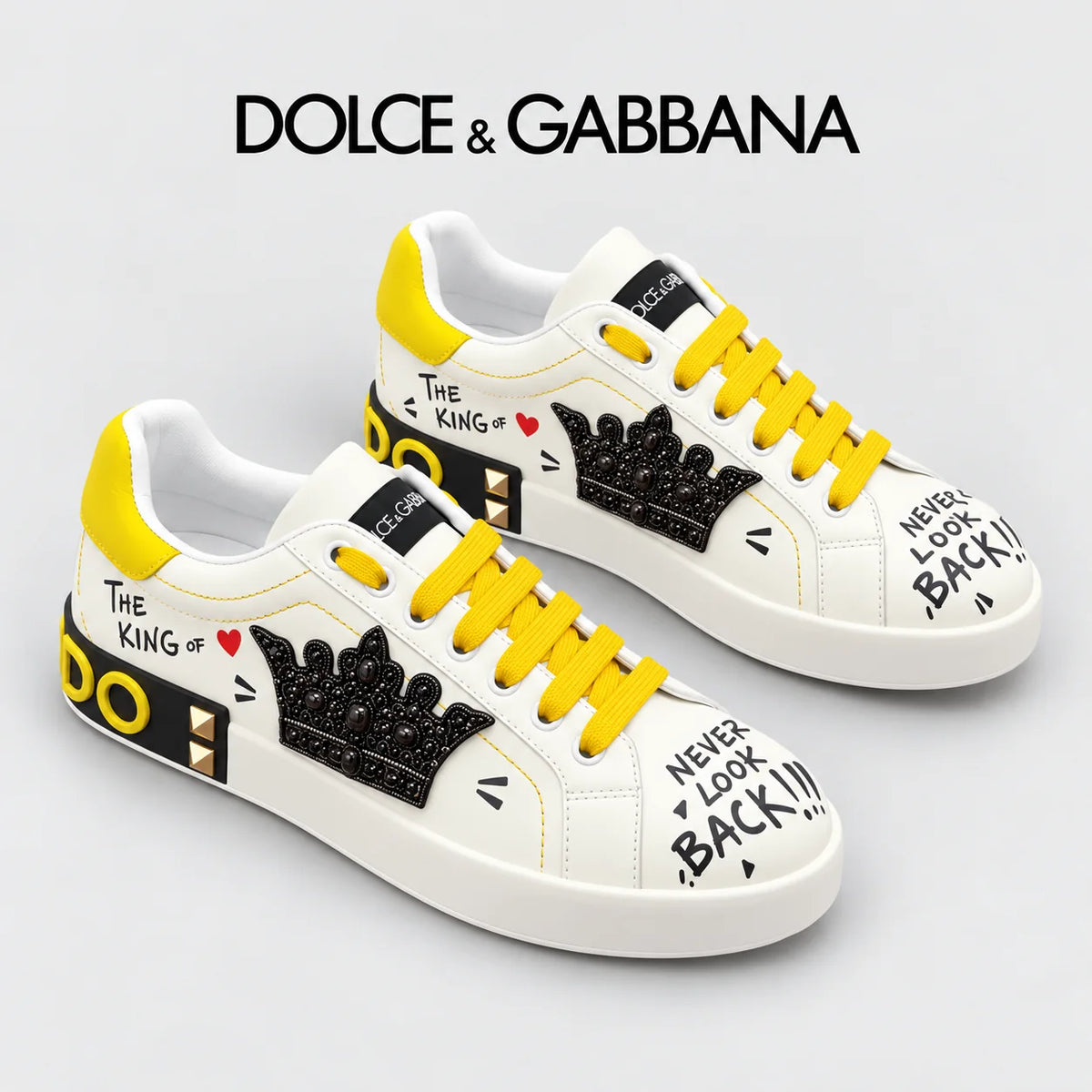 Dolce & Gabbana DG Heavy-Craft Calfskin Sneakers with 5D Accents