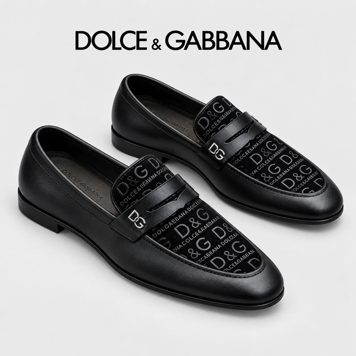 Dolce & Gabbana DG Men's Business Slip-On Dress Shoes with Metal Buckle
