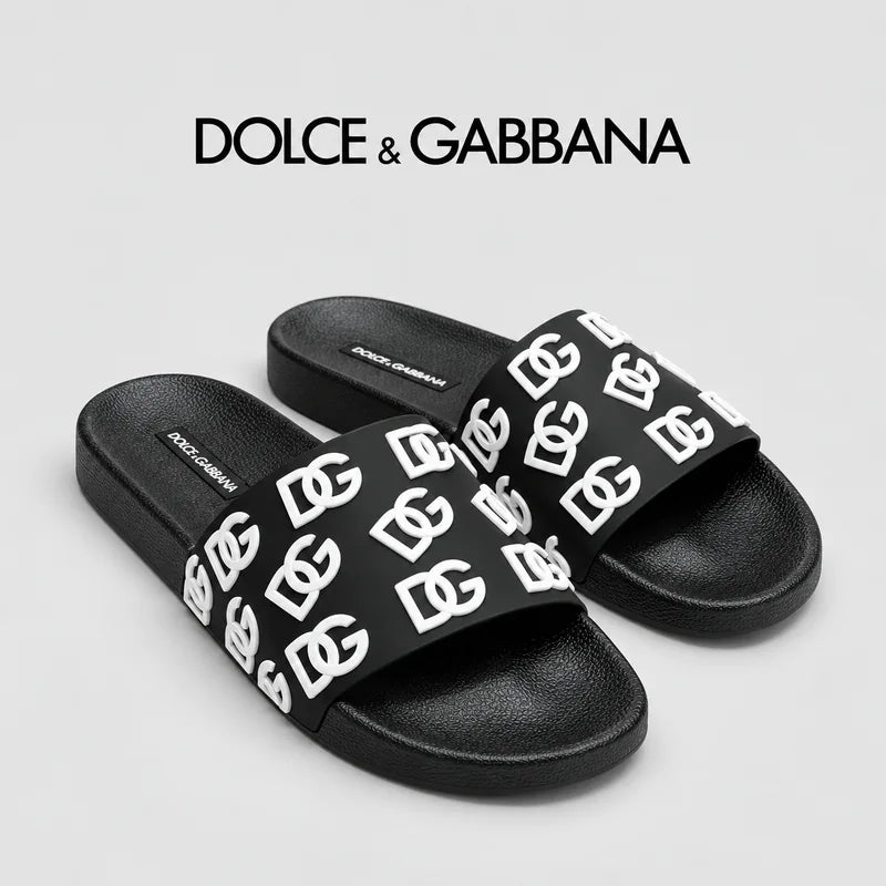 Dolce & Gabbana DG Men's Embossed-Logo PVC Slides