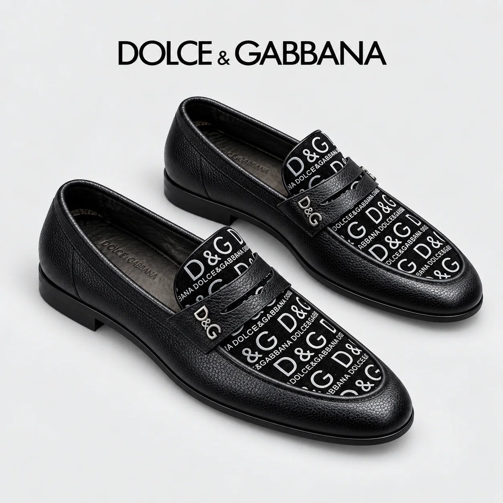 Dolce & Gabbana DG Men's Business Slip-On Dress Shoes with Metal Buckle