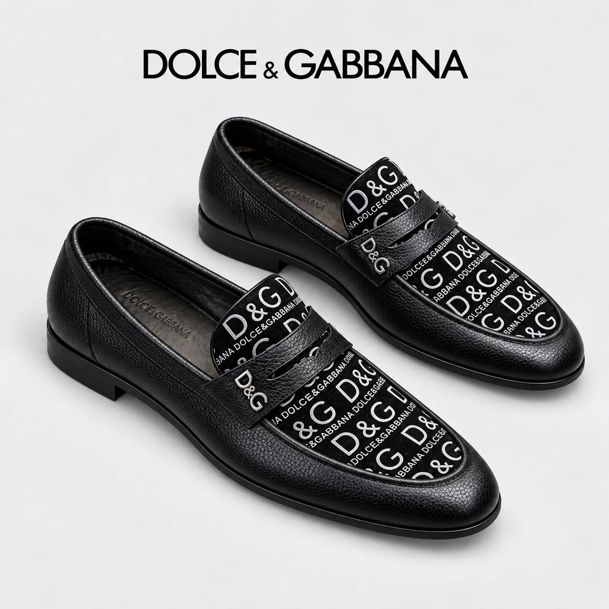 Dolce & Gabbana DG Men's Business Slip-On Dress Shoes with Metal Buckle