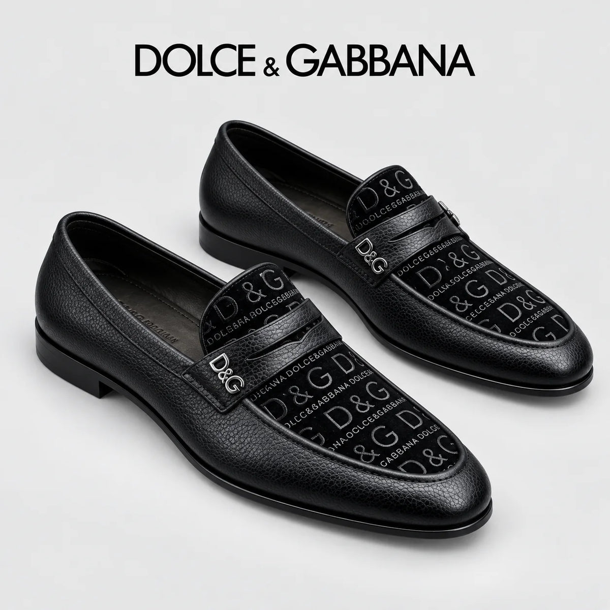 Dolce & Gabbana DG Men's Business Slip-On Dress Shoes with Metal Buckle