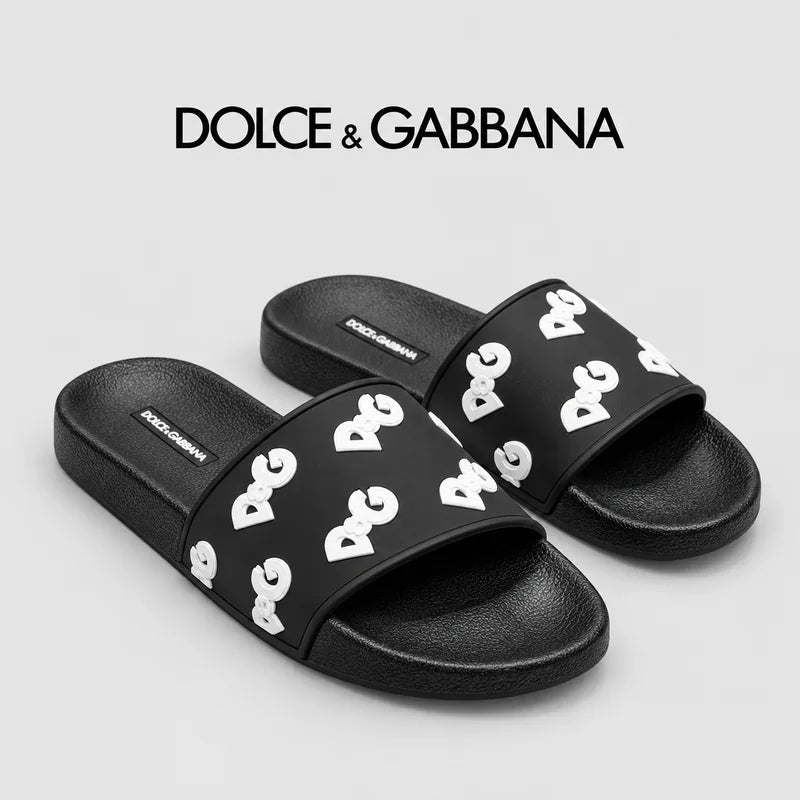 Dolce & Gabbana DG Men's Embossed-Logo PVC Slides