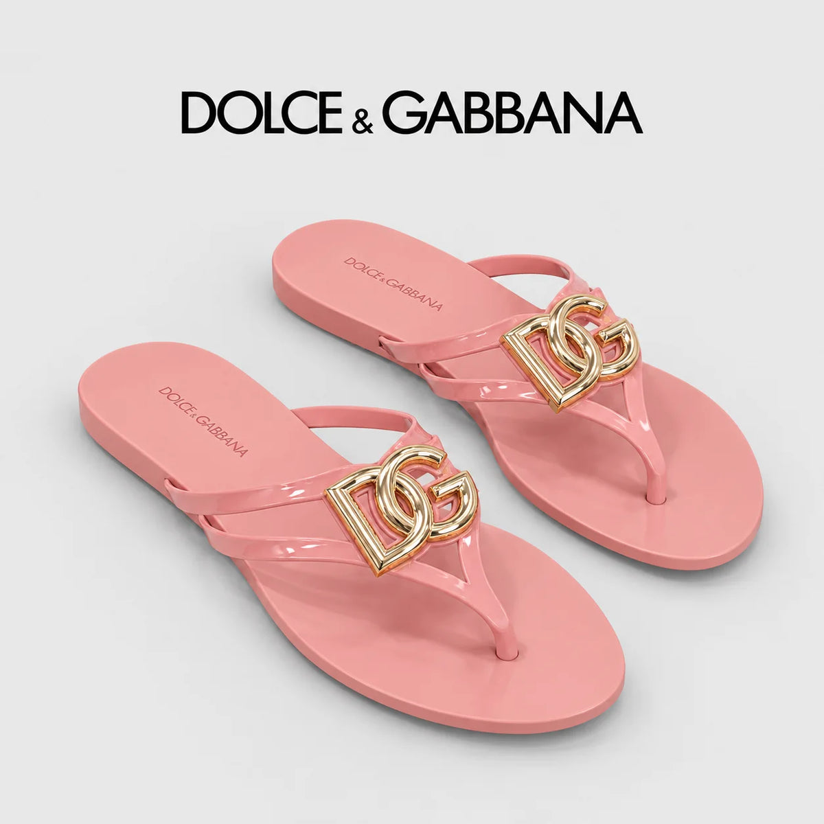 Dolce & Gabbana DG Men's Gold-Buckle TPU Flip Flops