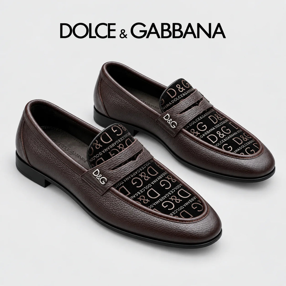 Dolce & Gabbana DG Men's Business Slip-On Dress Shoes with Metal Buckle