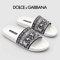 Dolce & Gabbana DG Men's Calfskin Puff Slides with Embossed Logo