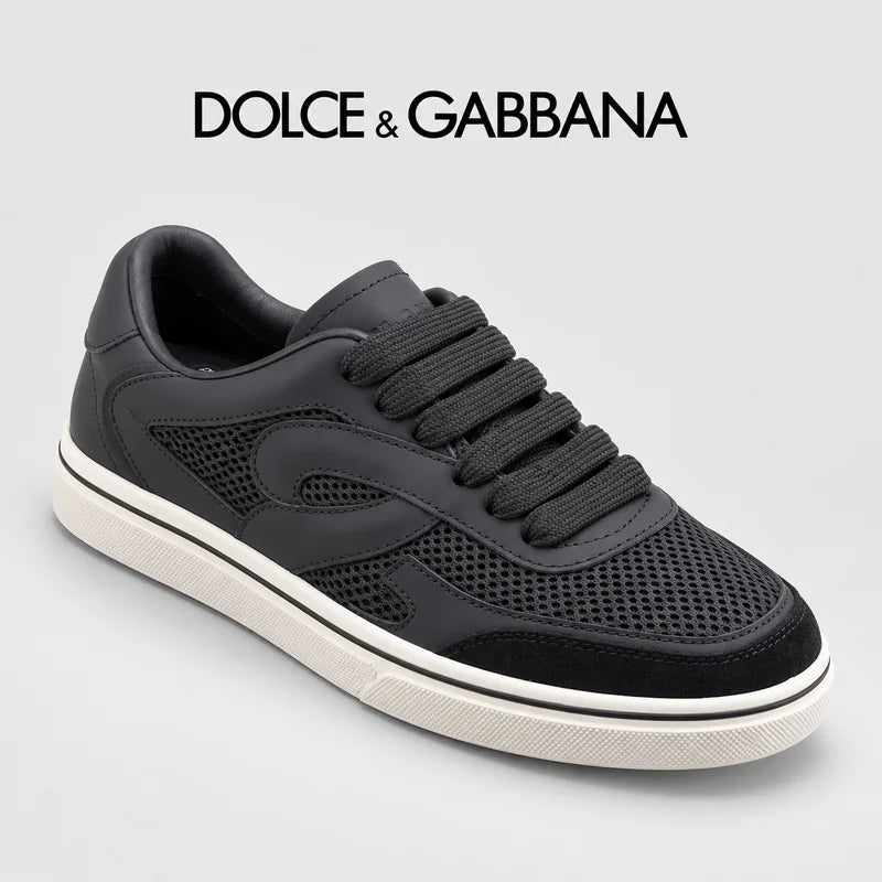 Dolce & Gabbana DG Men's Low-Top Logo Sneakers in Calfskin