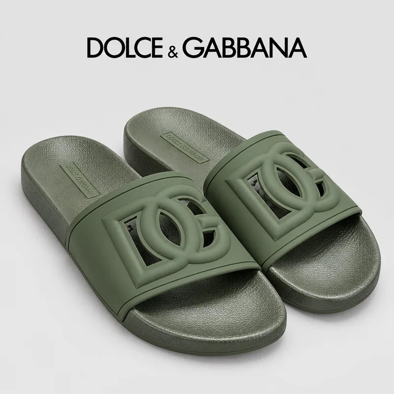 Dolce & Gabbana DG Men's Embossed-Logo PVC Slides