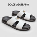 Dolce & Gabbana DG Men's Leather Strap Sandals with Aluminum Buckle