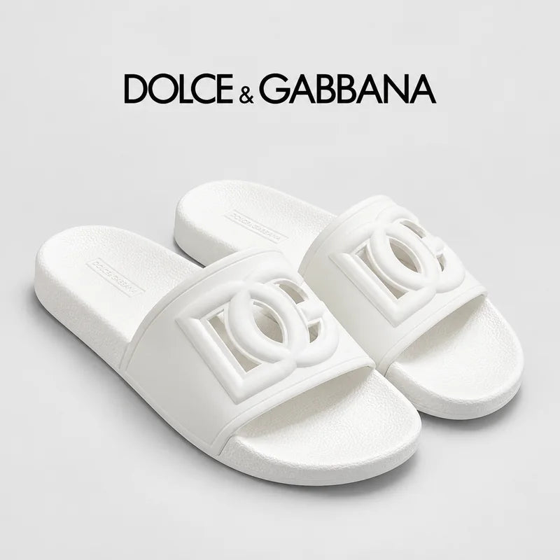 Dolce & Gabbana DG Men's Embossed-Logo PVC Slides