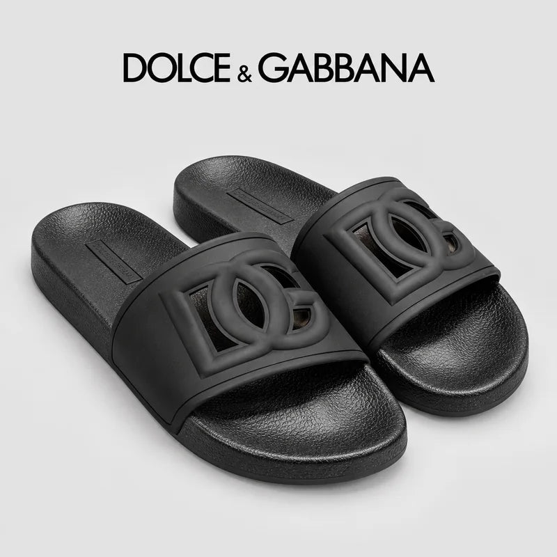 Dolce & Gabbana DG Men's Embossed-Logo PVC Slides