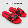 Dolce & Gabbana DG Men's Calfskin Puff Slides with Embossed Logo