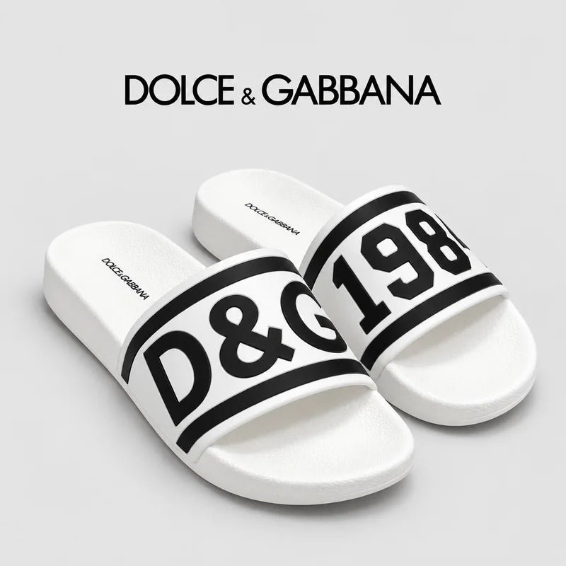 Dolce & Gabbana DG Men's Embossed-Logo PVC Slides