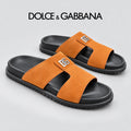 Dolce & Gabbana DG Men's Leather Strap Sandals with Aluminum Buckle