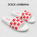 Dolce & Gabbana DG Men's Calfskin Puff Slides with Embossed Logo