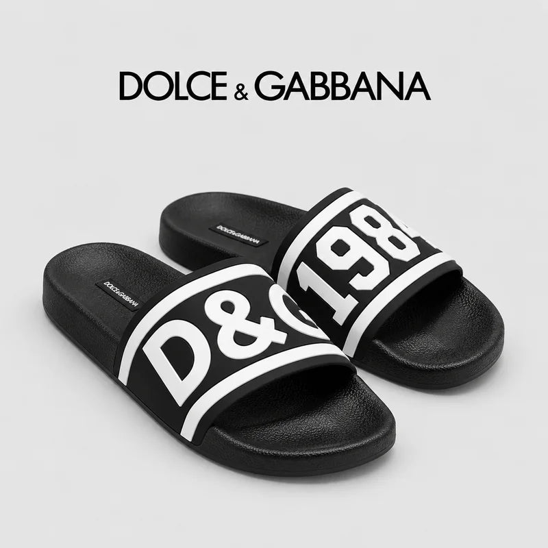 Dolce & Gabbana DG Men's Embossed-Logo PVC Slides