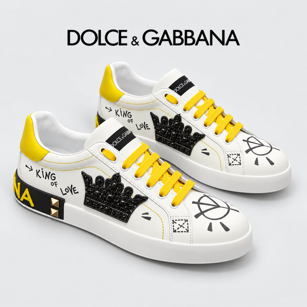Dolce & Gabbana DG Heavy-Craft Calfskin Sneakers with 5D Accents