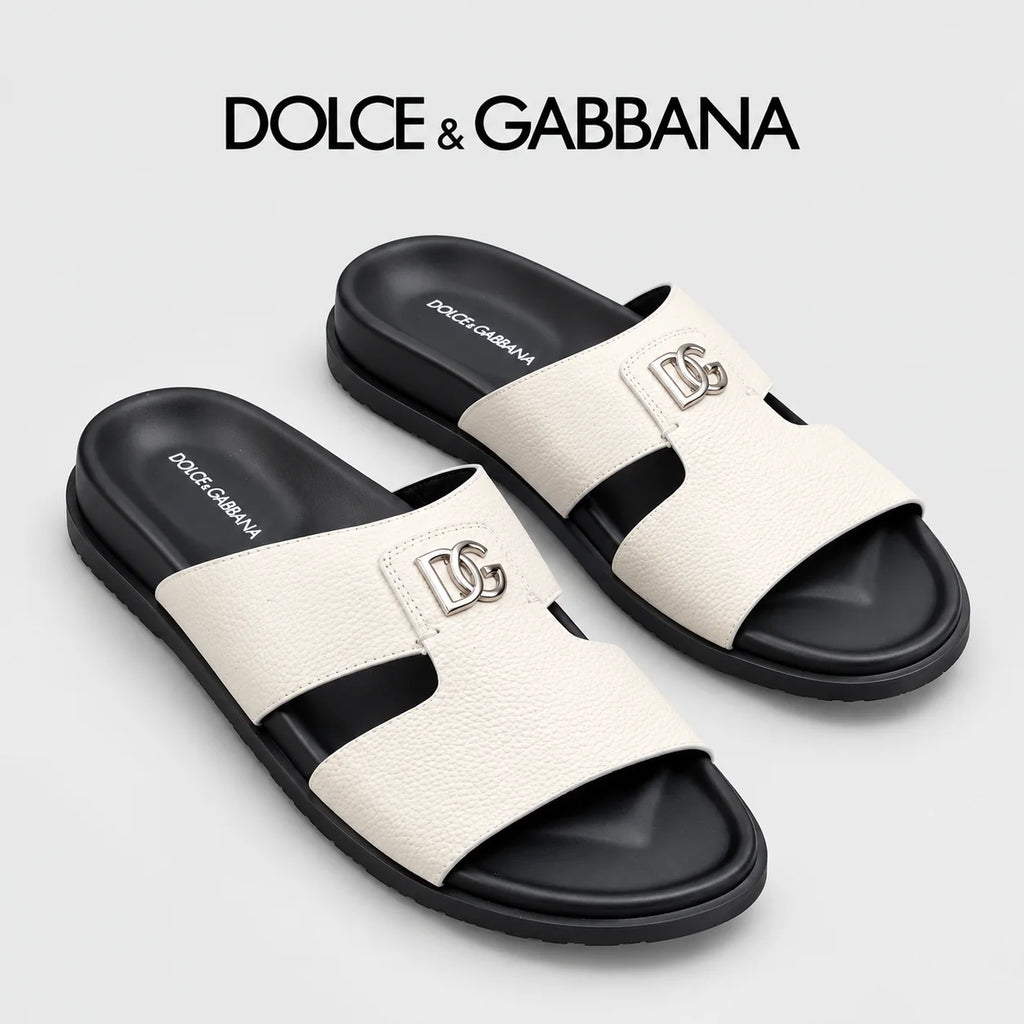 Dolce & Gabbana DG Men's Handcrafted Calfskin Slides Multi-Color