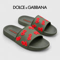 Dolce & Gabbana DG Men's Calfskin Puff Slides with Embossed Logo