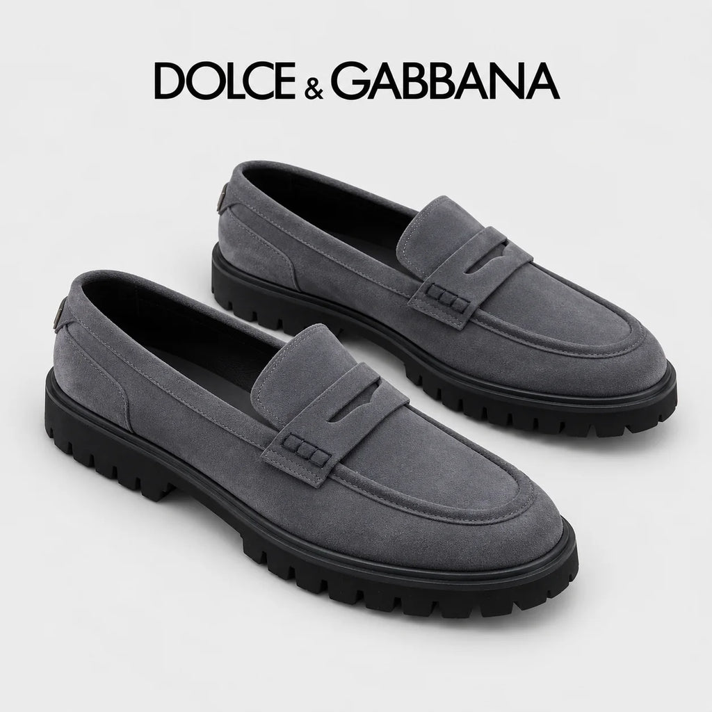 Dolce & Gabbana DG Men's Slip-On Moccasin Loafers with Metal Detail