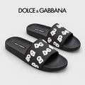 Dolce & Gabbana DG Men's Calfskin Puff Slides with Embossed Logo