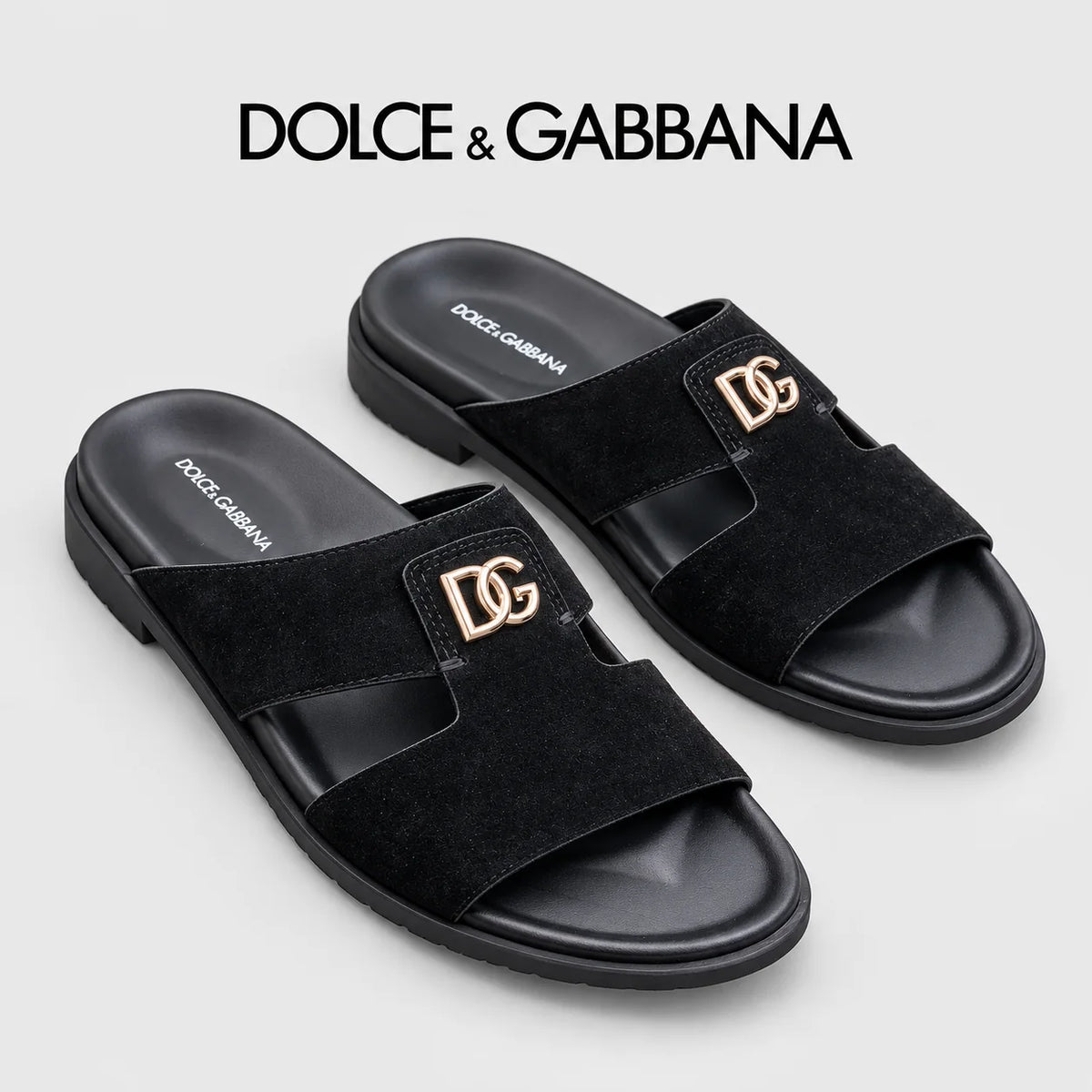 Dolce & Gabbana DG Men's Handcrafted Calfskin Slides Multi-Color