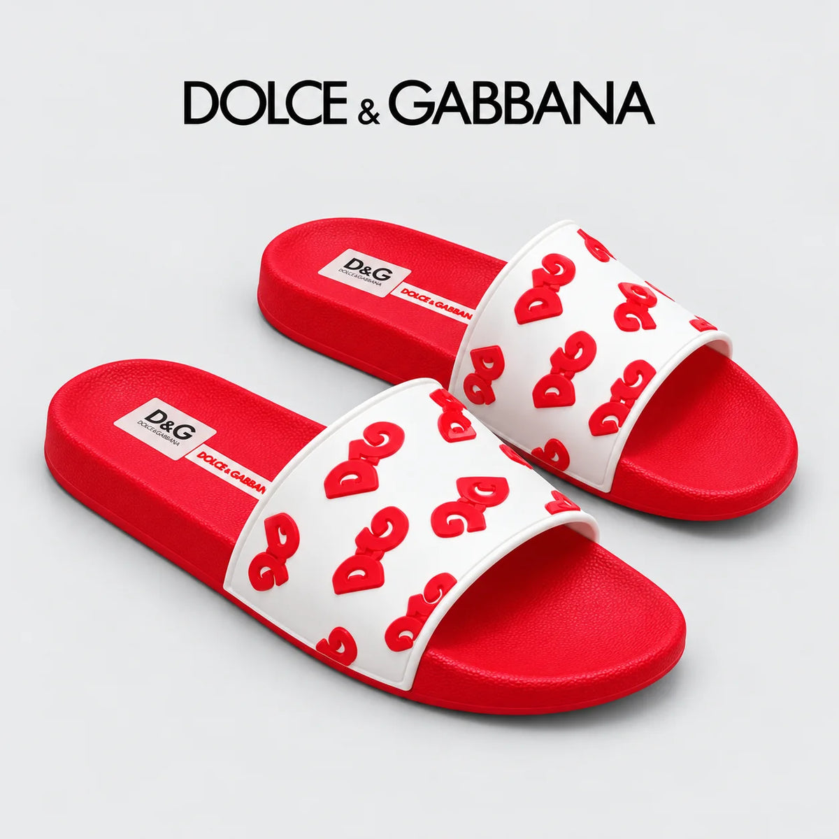 Dolce & Gabbana DG Men's Calfskin Puff Slides with Embossed Logo