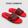 Dolce & Gabbana DG Men's Calfskin Puff Slides with Embossed Logo