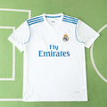 Real Madrid CF Home Retro Fan Version Jersey 2017/18 – White Football Shirt with Sky Blue Trim