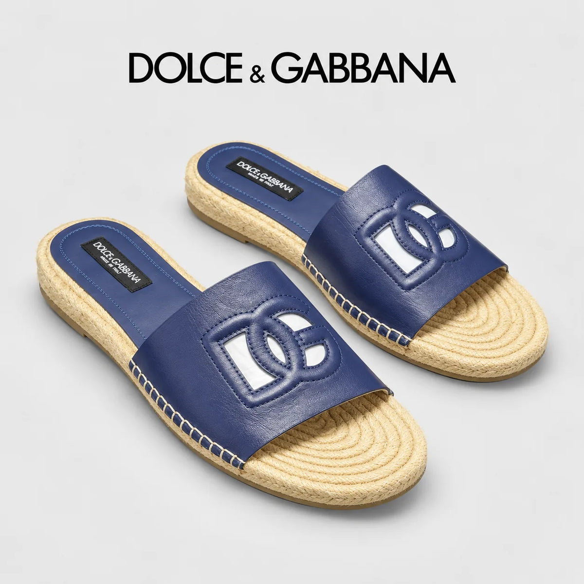 Dolce & Gabbana DG Men's Leather Strap Sandals with Aluminum Buckle