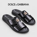 Dolce & Gabbana DG Men's Handcrafted Calfskin Slides Multi-Color