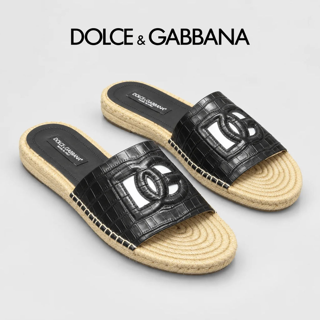 Dolce & Gabbana DG Men's Leather Strap Sandals with Aluminum Buckle