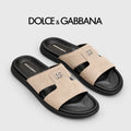 Dolce & Gabbana DG Men's Leather Strap Sandals with Aluminum Buckle