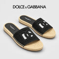 Dolce & Gabbana DG Men's Leather Strap Sandals with Aluminum Buckle