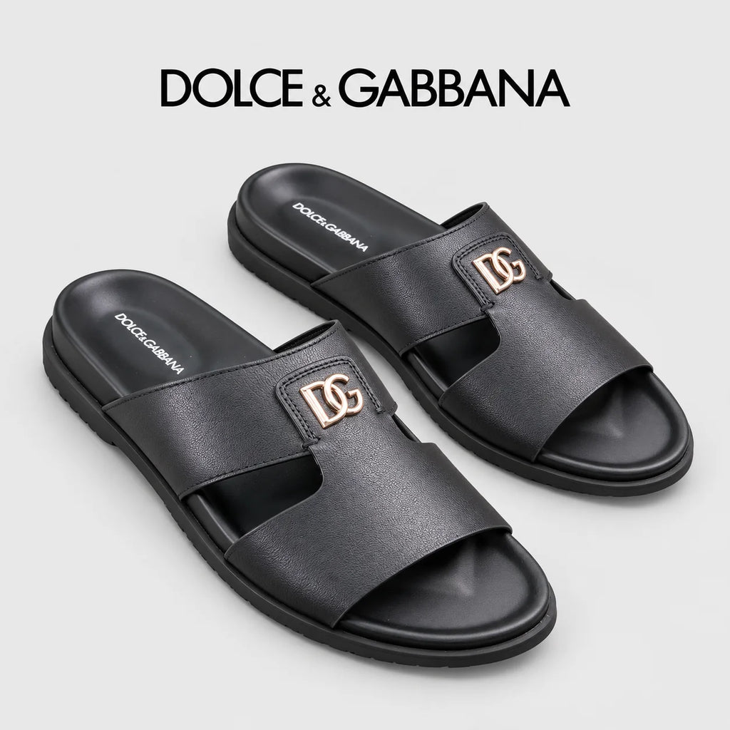 Dolce & Gabbana DG Men's Handcrafted Calfskin Slides Multi-Color