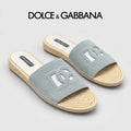 Dolce & Gabbana DG Men's Leather Strap Sandals with Aluminum Buckle