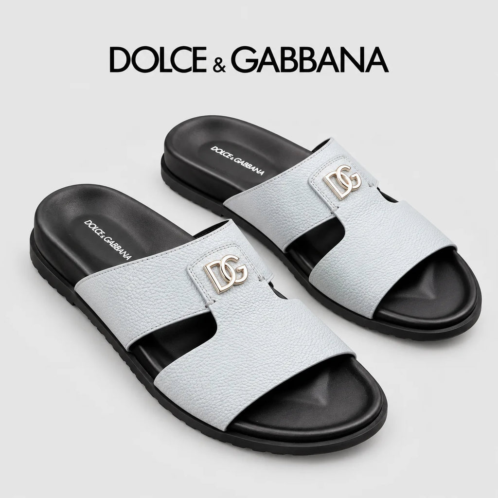 Dolce & Gabbana DG Men's Handcrafted Calfskin Slides Multi-Color