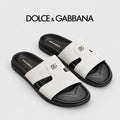 Dolce & Gabbana DG Men's Leather Strap Sandals with Aluminum Buckle