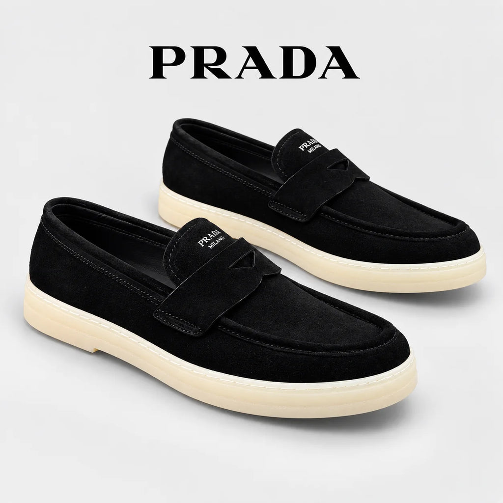 Prada Men's Suede Penny Loafers Black
