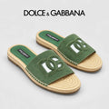Dolce & Gabbana DG Men's Leather Strap Sandals with Aluminum Buckle