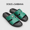 Dolce & Gabbana DG Men's Leather Strap Sandals with Aluminum Buckle