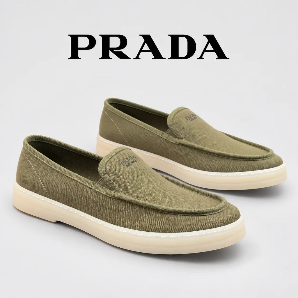 Prada Men's Canvas Slip-On Casual Shoes Green