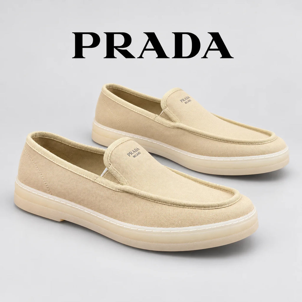 Prada Men's Canvas Slip-On Casual Shoes Apricot