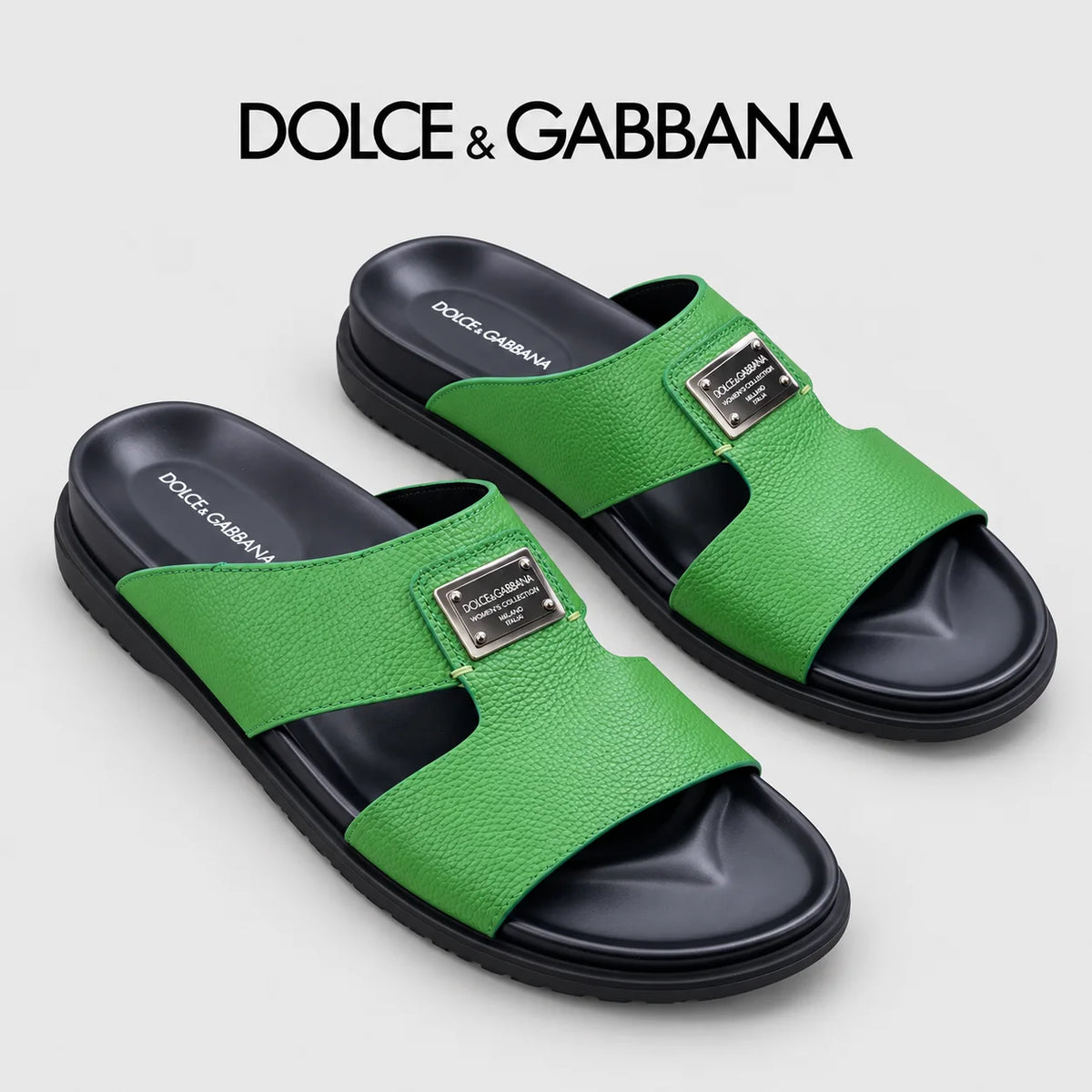 Dolce & Gabbana DG Men's Handcrafted Calfskin Slides Multi-Color
