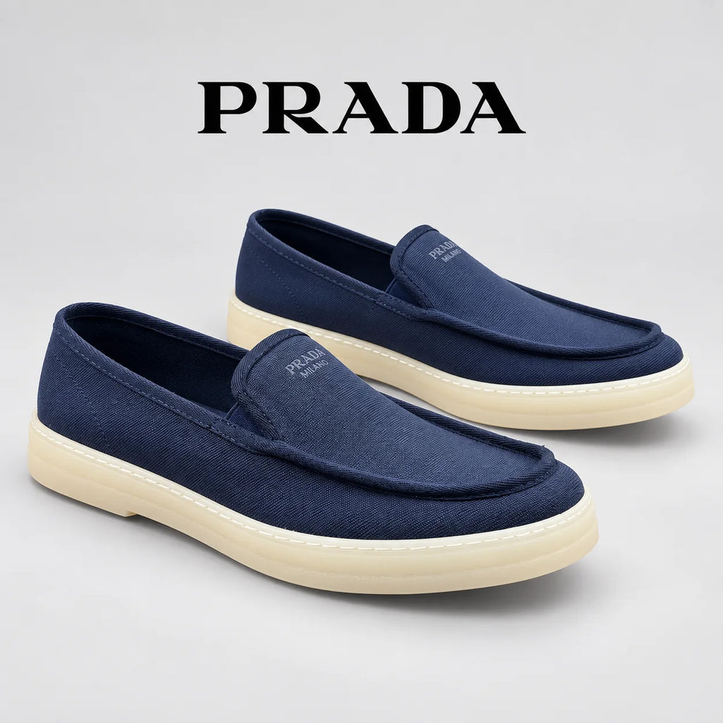 Prada Men's Canvas Slip-On Casual Shoes Blue