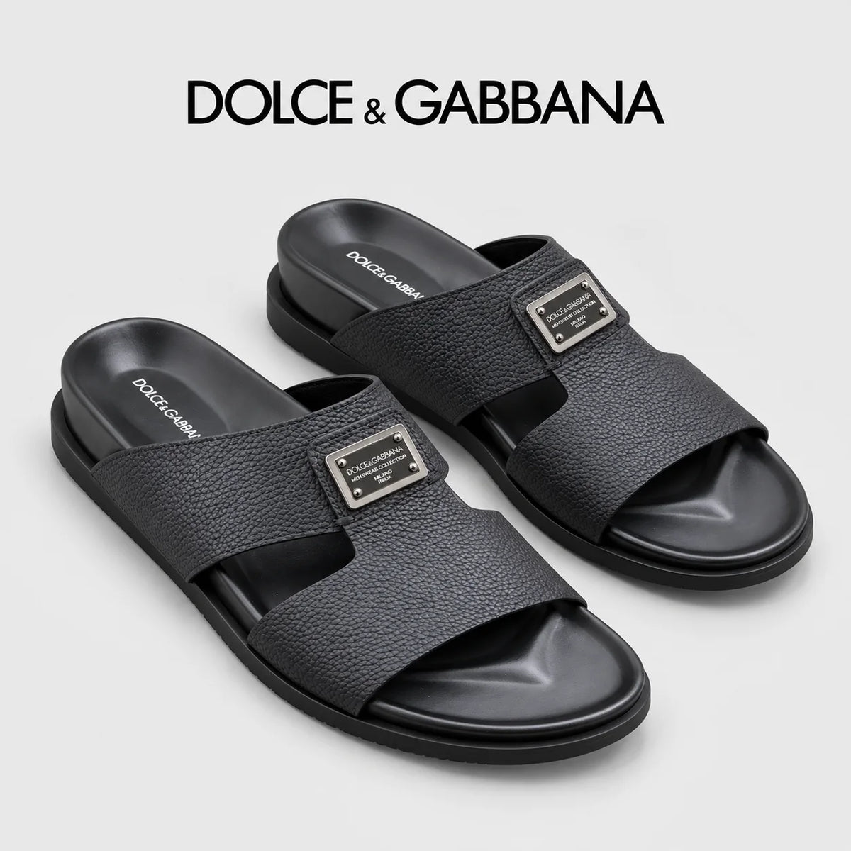 Dolce & Gabbana DG Men's Handcrafted Calfskin Slides Multi-Color