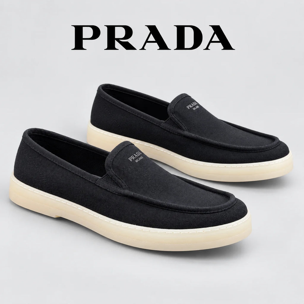 Prada Men's Canvas Slip-On Casual Shoes Black